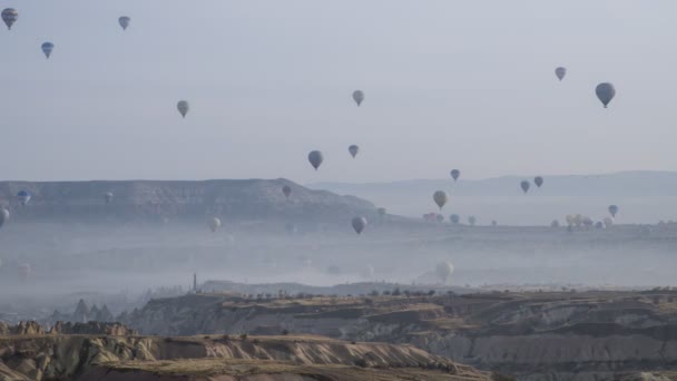 Montones Preciosos Globos Aéreos Capadocia Turquía Volando — Vídeos de Stock