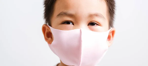 Asyalı Küçük Çocuk Bez Maskeli Koruyucu Filtre Toz Pm2 Covid — Stok fotoğraf