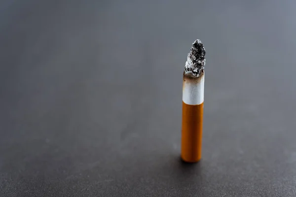 31 May of World No Tobacco Day, no smoking, close up of broken pile cigarette or tobacco on black background with copy space, and Warning lung health concept