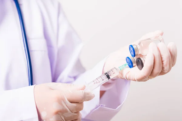 Femme Asiatique Médecin Infirmière Uniforme Gants Avec Stéthoscope Portant Masque — Photo