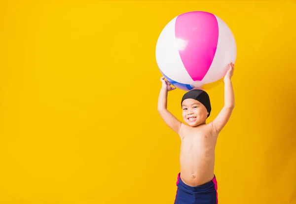 Zomer Vakantie Concept Portret Aziatisch Gelukkig Schattig Kind Jongen Glimlachen — Stockfoto