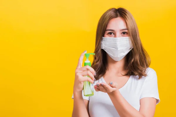 Retrato Asiático Tailandés Hermosa Mujer Joven Usar Máscara Protección Limpia —  Fotos de Stock