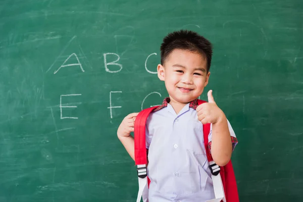 Zpátky Školy Happy Asijské Legrační Roztomilé Malé Dítě Chlapec Školka — Stock fotografie