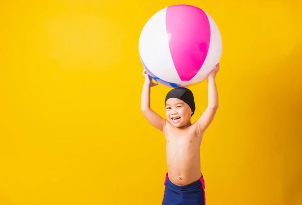 Zomer Vakantie Concept Portret Aziatisch Gelukkig Schattig Kind Jongen Glimlachen — Stockfoto