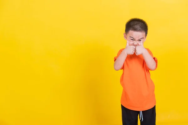 Asian Thai Happy Portrait Cute Little Cheerful Child Boy Wearing — Stock Photo, Image