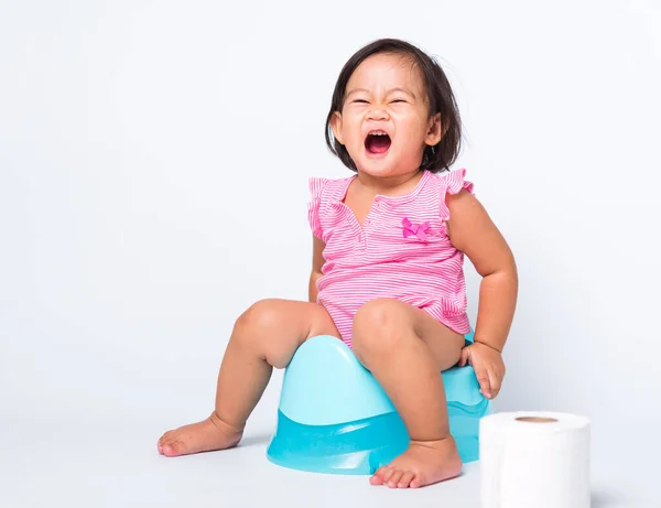 Asiatische Kleine Süße Baby Kind Mädchen Ausbildung Zum Sitzen Auf — Stockfoto