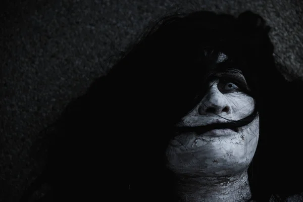 Mulher Fantasma Horror Assustador Close Seu Rosto Conceito Halloween — Fotografia de Stock