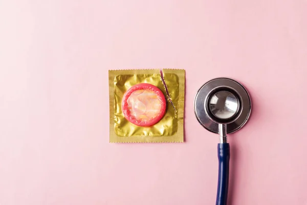 World Sexuell Hälsa Eller Aids Dag Ovanifrån Platt Låg Medicinsk — Stockfoto
