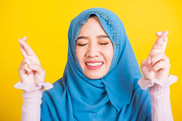 Árabe Musulmán Asiático Retrato Feliz Mujer Joven Asiática Hermosa Religiosa — Foto de Stock