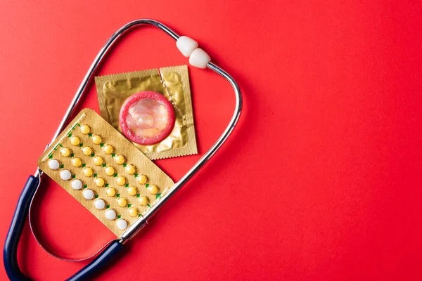 World Sexual Health Aids Day Top View Flat Lay Condom — Stock Photo, Image