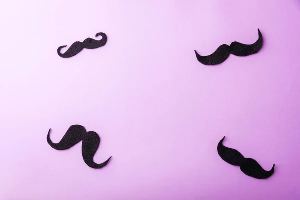 Moustache Noire Prise Vue Studio Isolée Sur Fond Violet Mois — Photo