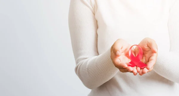 Brustkrebs Bewusstsein Gesundheitsfürsorge Und Medizinkonzept Nahaufnahme Asiatische Frau Mit Rosa — Stockfoto