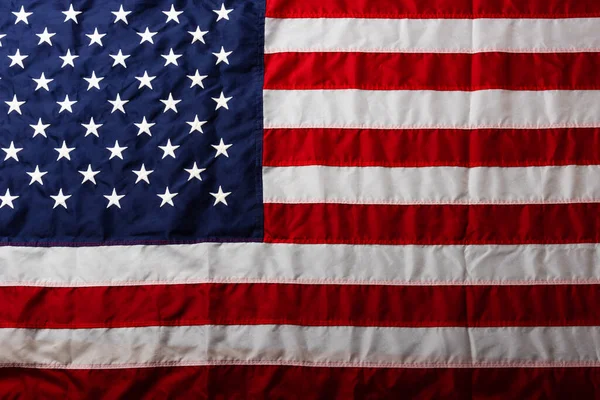 White Embroidered Star Blue Full America United States Flag Symbolizing Stock Photo