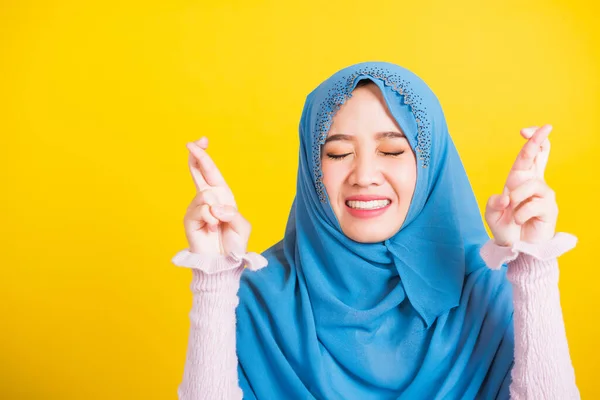 Árabe Musulmán Asiático Retrato Feliz Mujer Joven Asiática Hermosa Religiosa — Foto de Stock