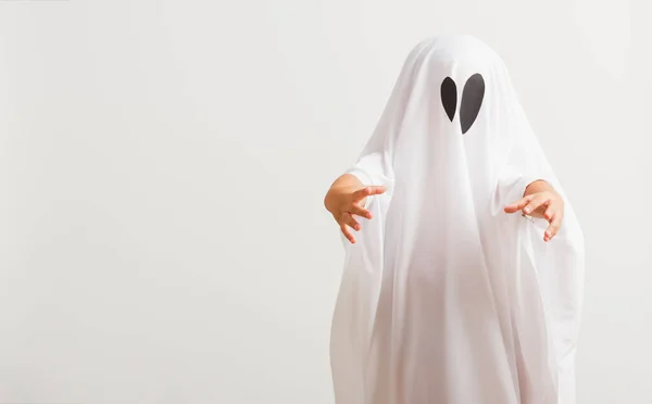 Engraçado Halloween Kid Concept Pequena Criança Fofa Com Traje Vestido — Fotografia de Stock