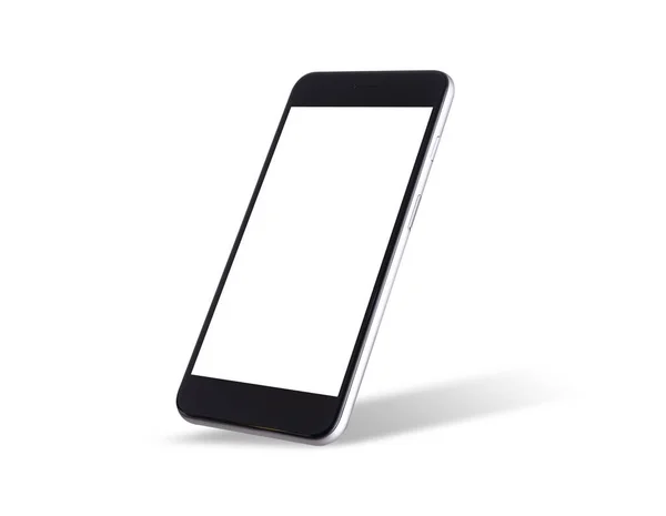 Mockup Moderno Nero Smartphone Tecnologia Smartphone Mobile Frontale Schermo Bianco — Foto Stock