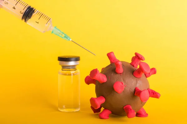 Kapalı Plastisin Hastalıkları Hücreleri Virüs Aşısı Koronavirüs Salgını Koronavirüs Gribi — Stok fotoğraf