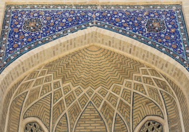 Mir-i-Arap medrese Buhara, Özbekistan'a, çini eser detay