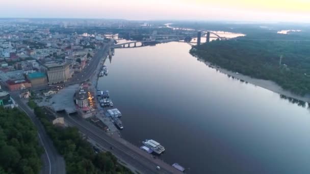 Киев Украина Май 2019 Воздушный Панорамный Вид Арку Дружбы Народов — стоковое видео