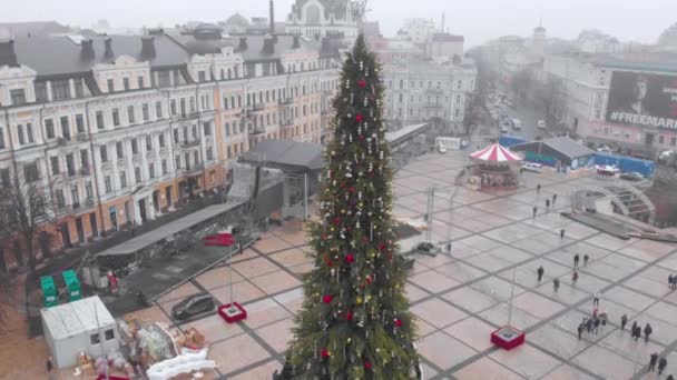 Árbol Navidad Principal Cerca Catedral Santa Sofía Kiev Ucrania — Vídeo de stock