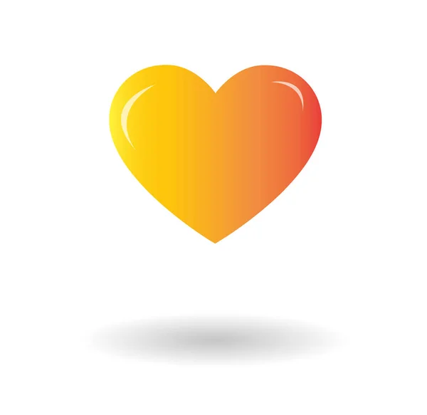 Icono Vectorial Corazón Naranja Amor Símbolo Gráficos Estilo Plano Forma — Archivo Imágenes Vectoriales