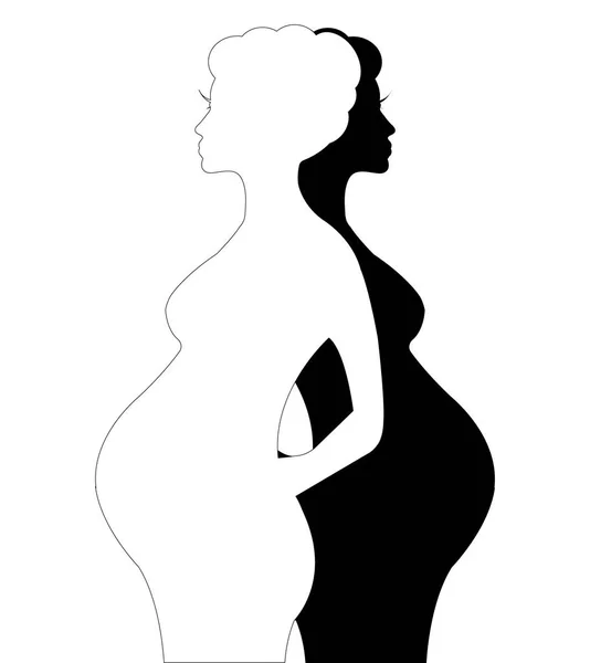 Illustration Vectorielle Silhouette Femme Enceinte Contour Vectoriel Conceptuel Grossesse Isolé — Image vectorielle