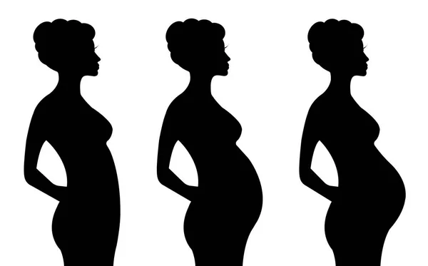 Έγκυος Γυναίκα Σιλουέτα Εικονογράφηση Διάνυσμα Απομονωθεί Λευκό Φόντο Τρίμηνο Της — Διανυσματικό Αρχείο