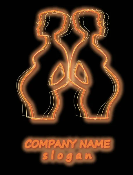 Glowing Pregnant Women Logo Vector Illustration Pregnancy Conceptual Vector Neon — Stock Vector