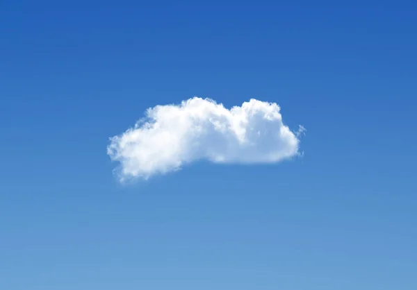 Single cloud isolated over deep blue gradient sky, realistic cloud 3D illustration. Cloud shape rendering