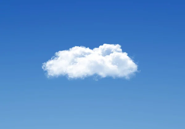 Single cloud isolated over deep blue gradient sky, realistic cloud 3D illustration. Cloud shape rendering