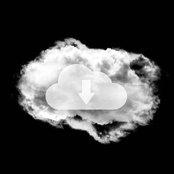 在黑色背反图上隔离的云数据形状插图概念 — 图库照片