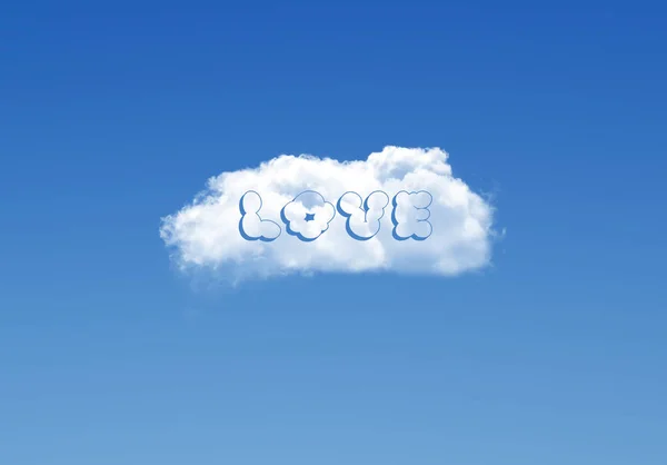Love sngle cloud in the deep blue gradient sky, natural backgrou — Stock Photo, Image