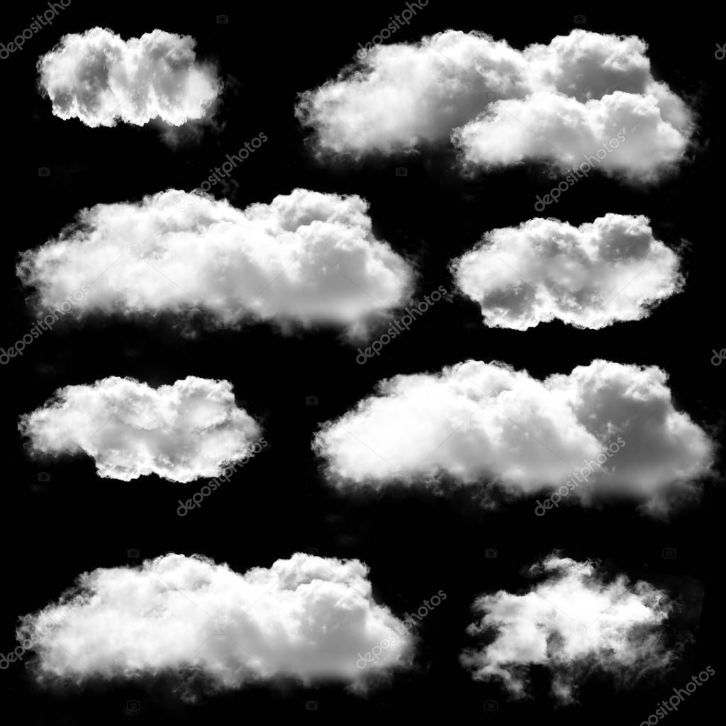 White clouds shapes isolated over black background