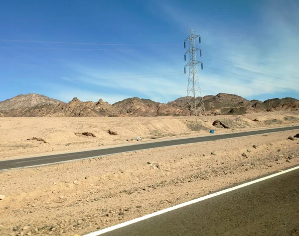 사막의 도로, 시나이 산맥, 언덕 — 스톡 사진