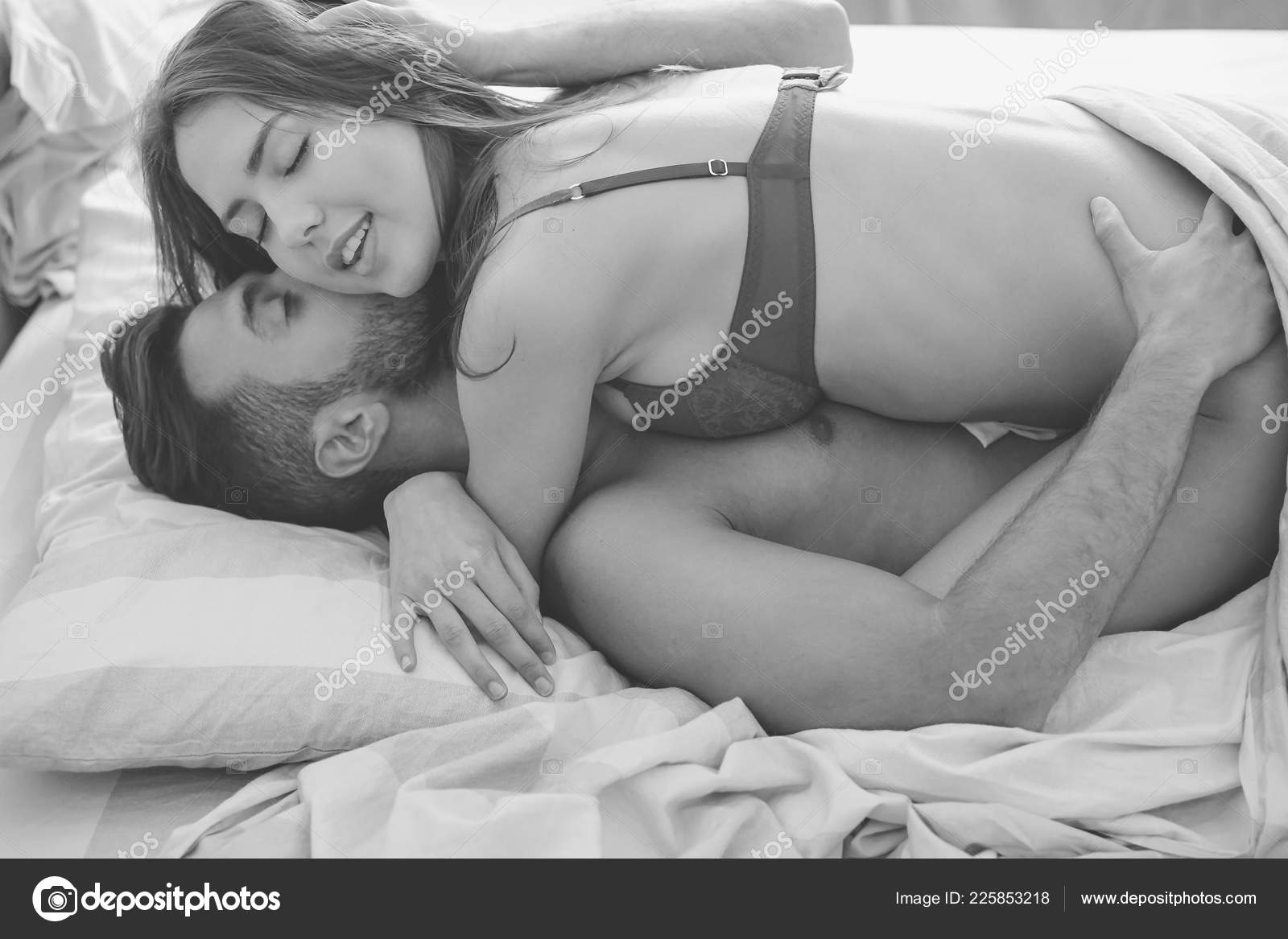 Black and wite pics of couples making love Beautiful Passionate Young Couple Having Sex Bed Home Intimate Sensual Stock Photo By C Alessandrobiascioli 225853218