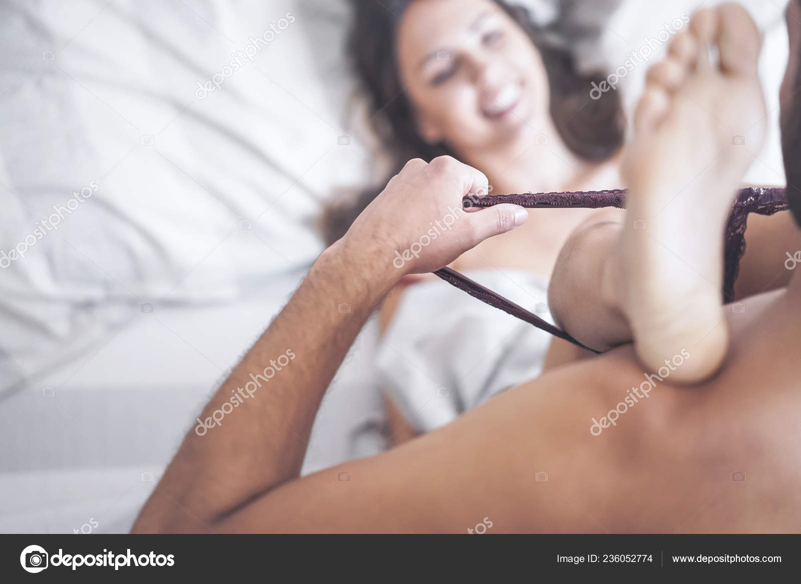 Boyfriend Putting His Girlfriends Panties Having Sex Bed Passionate Couple Stock Photo by ©AlessandroBiascioli 236052774 pic
