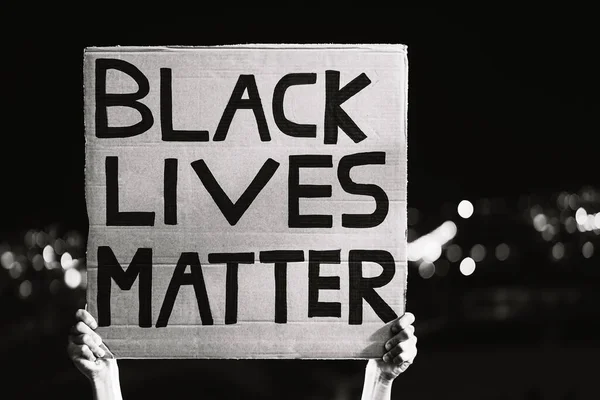 Black Lives Matter Banner Activist Movement Protesting Racism Fighting Equality — Stock Photo, Image