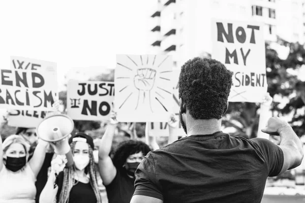 Black Lives Matter Activist Movement Protesting Racism Fighting Equality Demonstrators — Stock Photo, Image