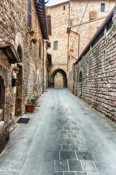 Passeggiando Pittoresche Antiche Vie Assisi Una Delle Più Belle Città — Foto Stock