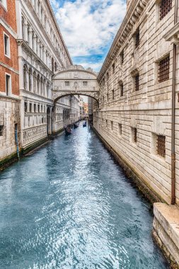 View over the iconic Bridge of Sighs, one of the major landmark and sightseeing in Venice, Italy clipart