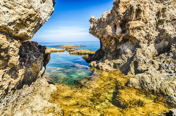 Playa Mediterránea Hermoso Paisaje Marino Milazzo Sicilia Italia — Foto de Stock