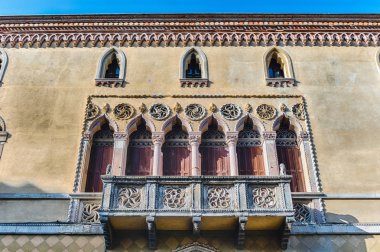 Picturesque balcony, beautiful piece of architecture in tje city center of Padua, Italy clipart