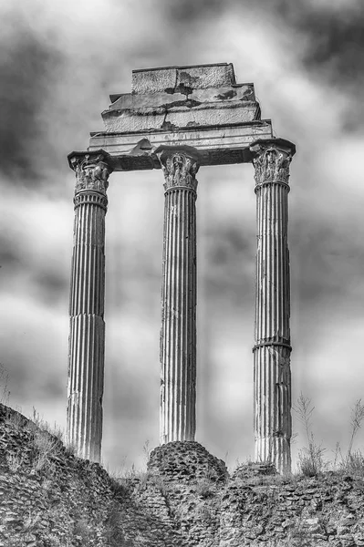 Roma Forumu Roma Talya Daki Castor Pollux Tapınağı Ndaki Harabeler — Stok fotoğraf