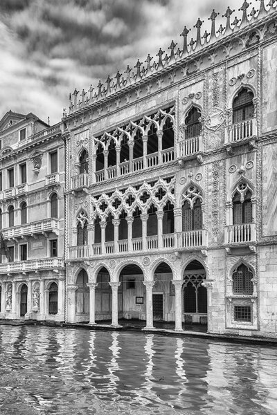 Facade of Palazzo Santa Sofia, aka Ca D'Oro (in english Golden House), along the Grand Canal in Cannaregio district of Venice, Italy