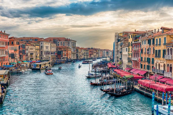 Venice Talya Nisan Doğal Görünümünü Gün Batımında Grand Canal Ikonik — Stok fotoğraf