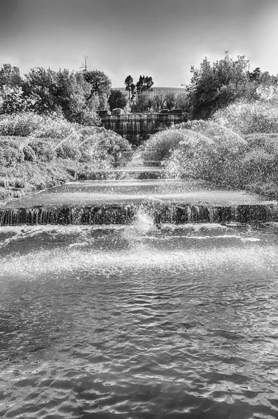 Scenic Fountain Eur Artificial Lake Modern District South Rome Italy — Stock Photo, Image