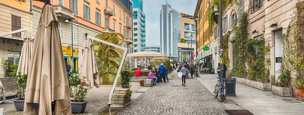 Milaan Maart Corso Como Iconische Voetgangersstraat Hart Van Scène Van — Stockfoto