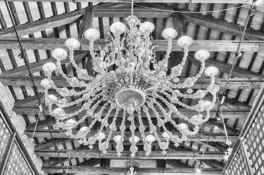 Görkemli murano cam avize, Murano, Venedik, İtalya. Adanın turistler, onun cam yapımında ünlü için popüler bir cazibe olduğunu