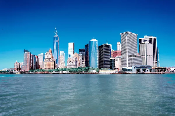 View Modern Skyscrapers Lower Manhattan New York City Usa Concept — Stock Photo, Image