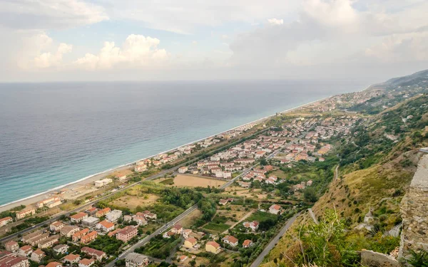 Vista Aerea Panoramica Sulla Costa Calabrese Sul Mar Tirreno Italia — Foto Stock